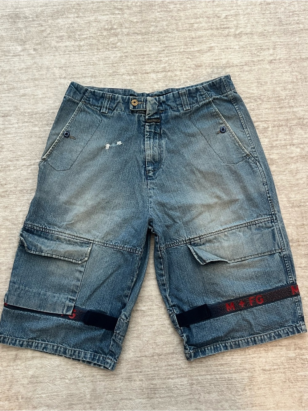 Marithe Francois Girbaud Blue Denim Cargo Shorts